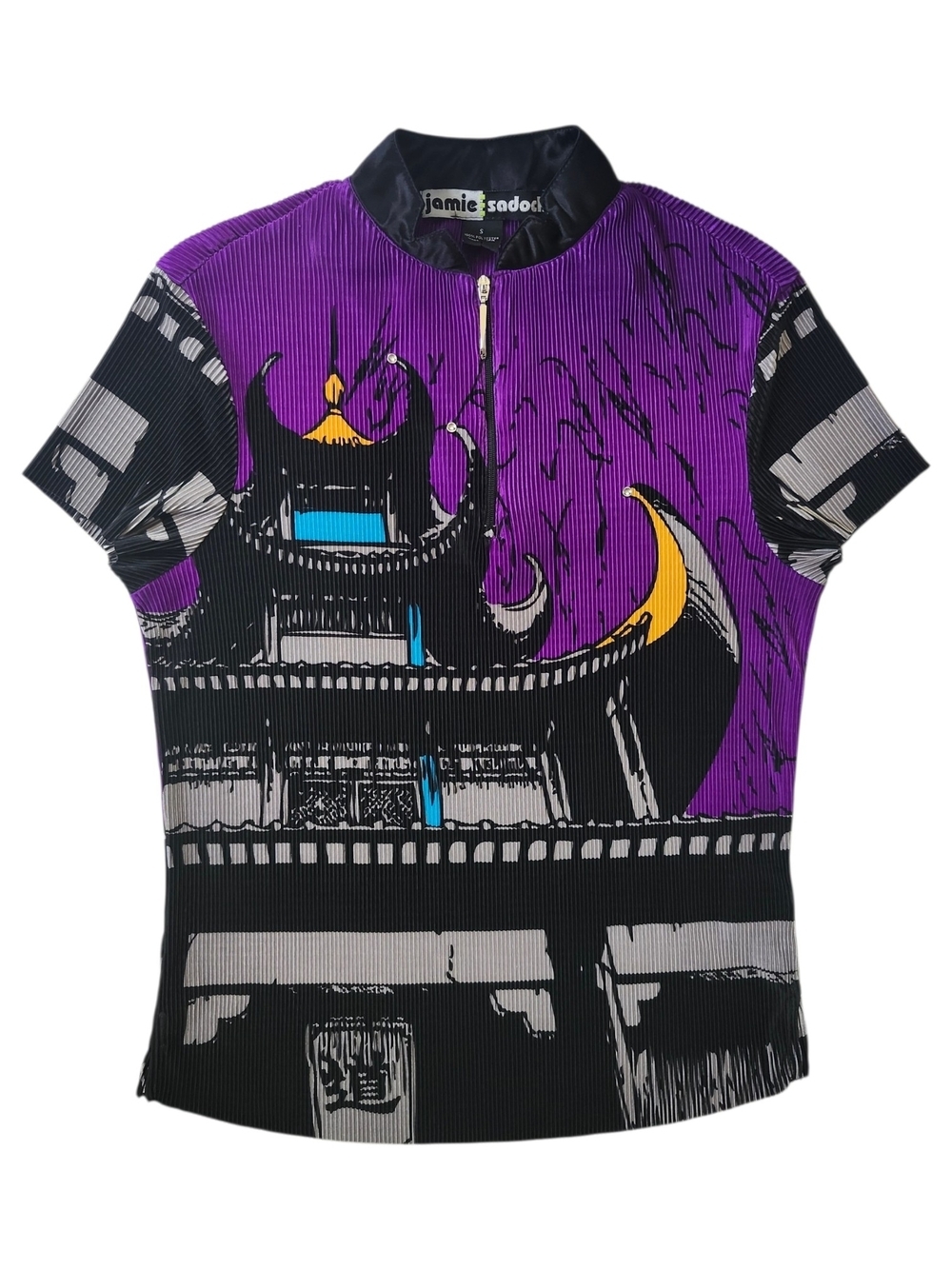 Jamie Sadock Pleated Abstract Print Half Zip Top